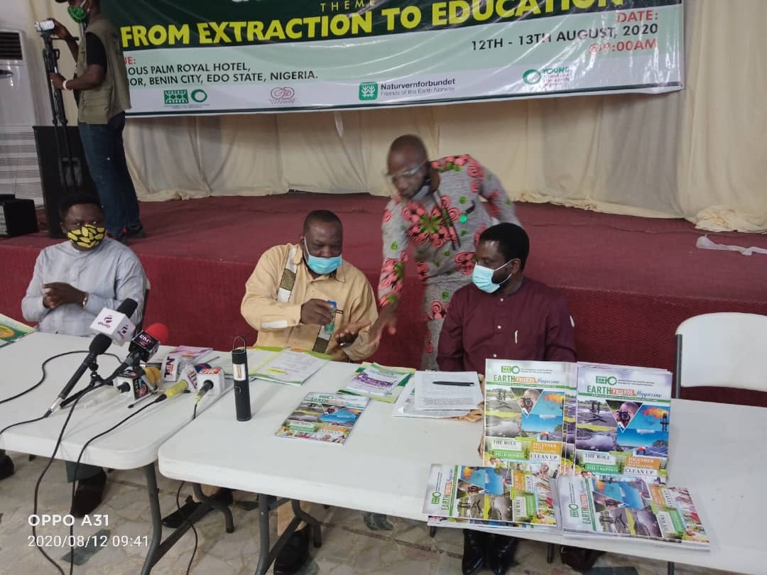 Dr. Godwin Uyi Ojo, Executive Director, ERA, (middle), Mr. Ahmed Bolaji Ngode, Director-General, NATPTIN, (right), and Mr. Anthony Azubuike, Director, Senate Committee on Ecology and climate change, National Assembly, (left) at the event yesterday